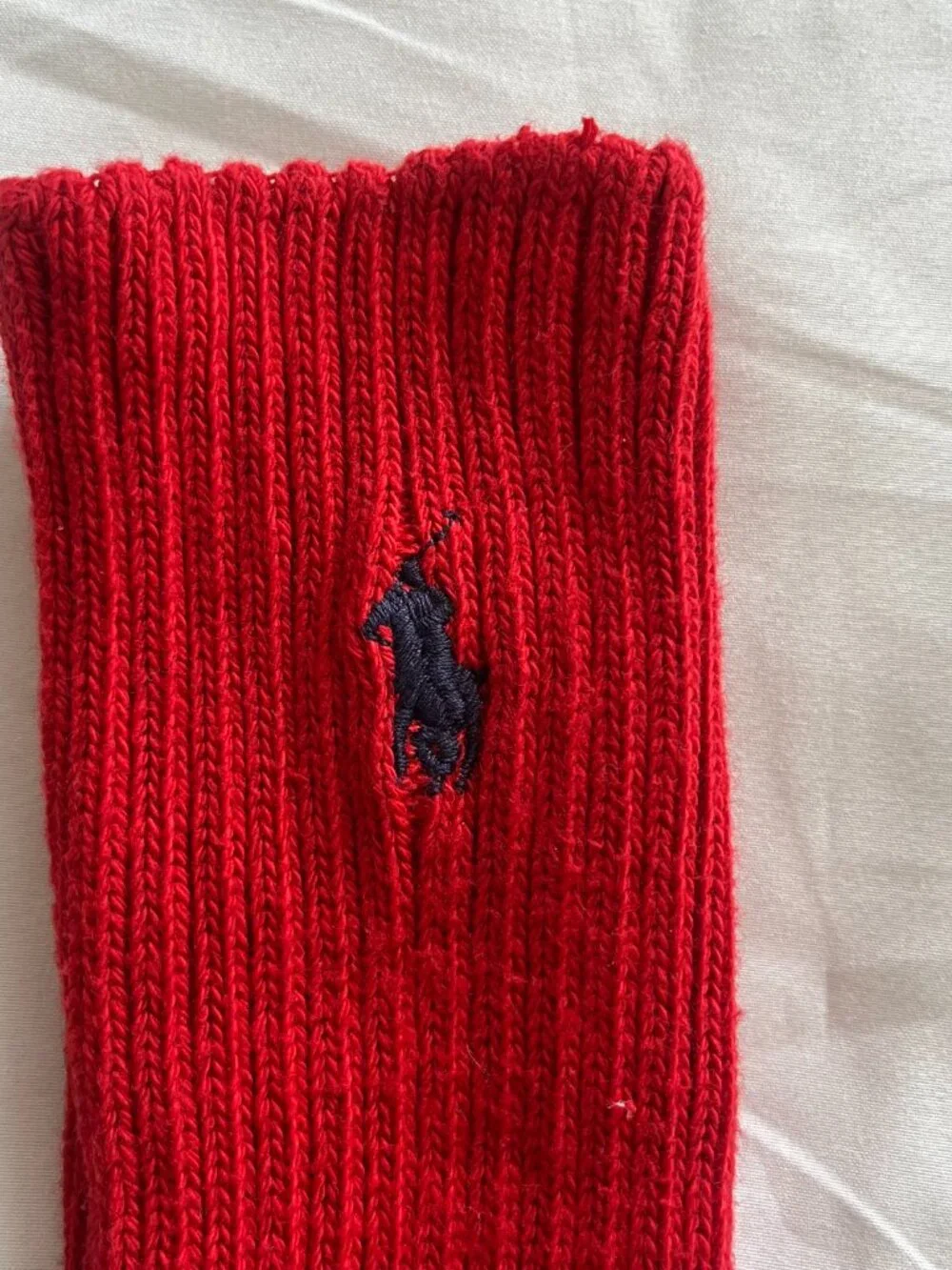 Vintage Polo Ralph Lauren Socks Red Pony Logo Ribbed Crew Athletic USA Made